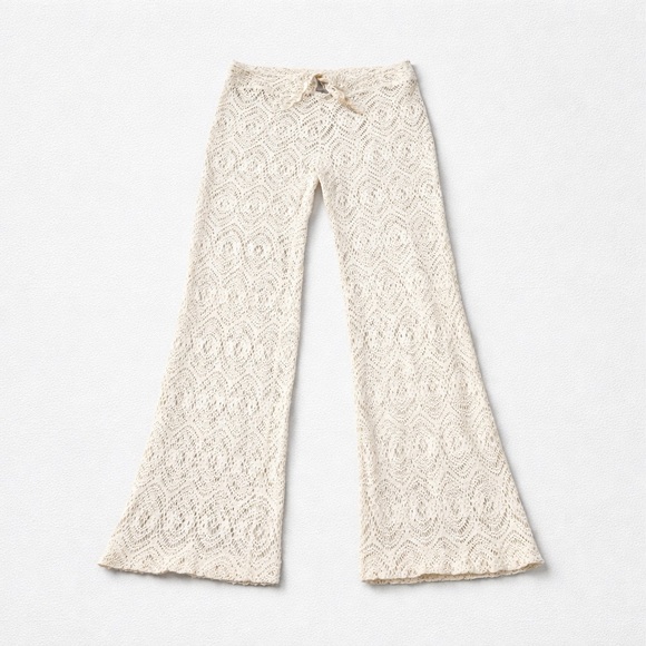 BECCA Other - Cream Crochet Flare Pants Coverups Size Medium